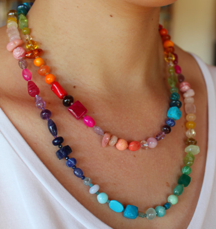 multi-coloured gemstone necklac