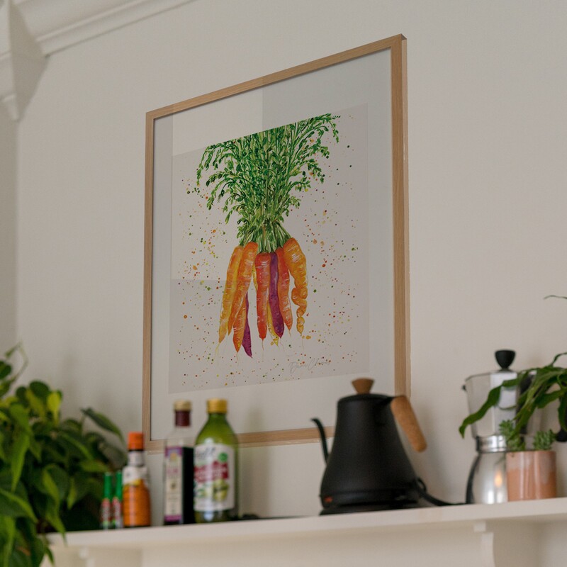 watercolour painting of carrots