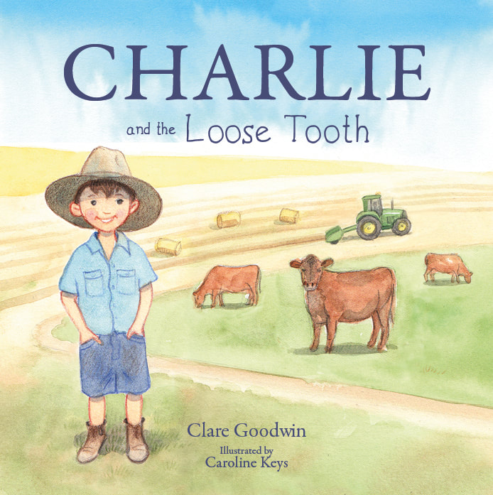 cover of a children's book with a young boy, some cow and a tractor in a paddock