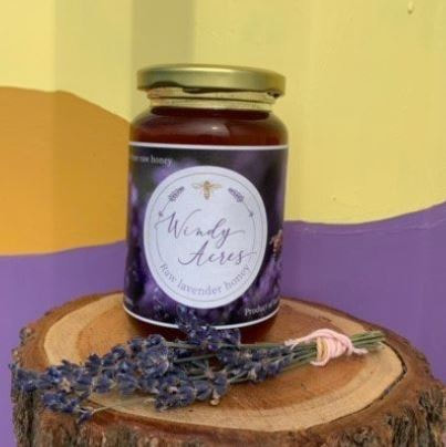 jar of lavender honey with sprigs of lavender