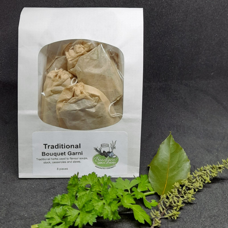 drawstring compostable bags with traditional bouuquet garni