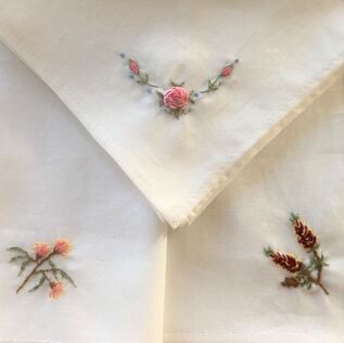 hand embroidered handkerchiefs with flower designs