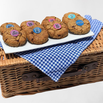 biscuits on a plate with picnic basket